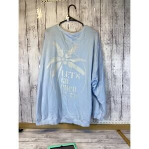 Aerie Light Blue "Let's Go Coconuts" Palm Tree Graphic Sweatshirt Size Large